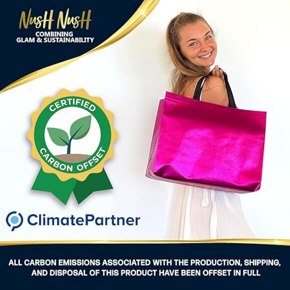 Pink Gift Bags Extra Large Size – Set of 12 Reusable Hot Pink Gift Bags - Picture 2 of 4